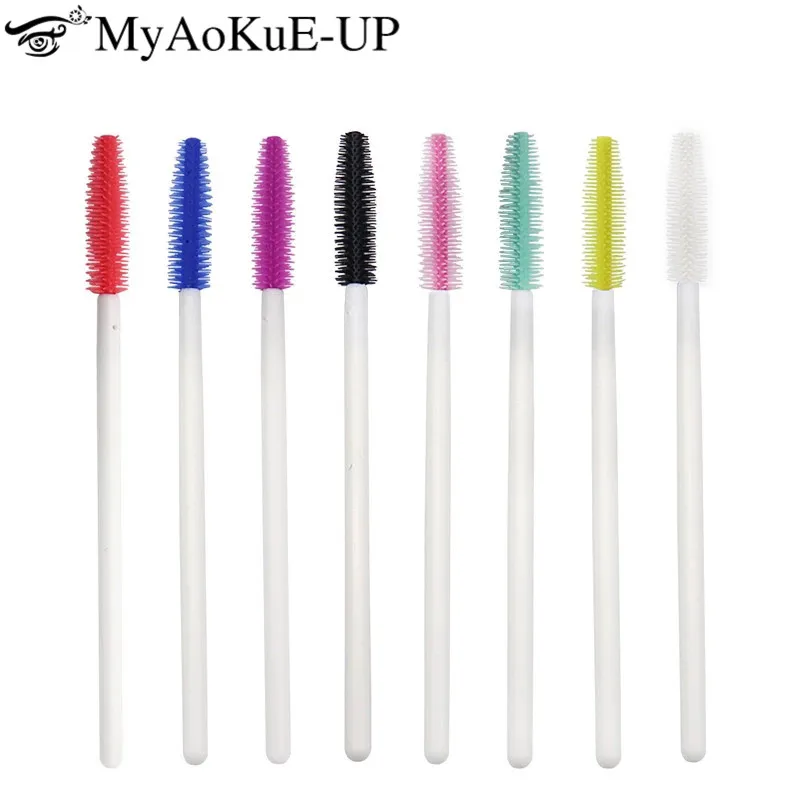 50pcs Disposable Mascara Wands Silicone Makeup Brushes Eyebrow Brush