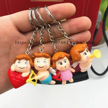 

FREE SHIPPING BY DHL 100pcs/lot New PVC Plastic Cupid Keychains Lovely Cupid Keyrings Angel Keyrings Gifts
