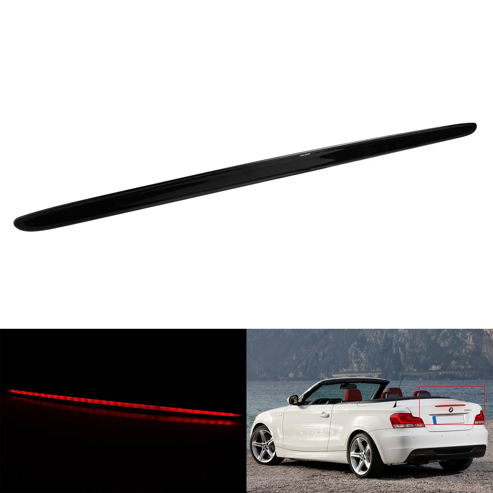 

ANGRONG 1X Rear LED High Level Third Brake Stop Light Black Lens For BMW 1 Series E88 E82 Coupe