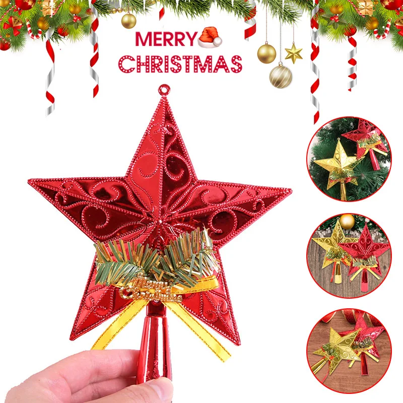 Christmas Tree Top Star Pendant Christmas Toppers Decoration Xmas Star Ornament Party Decor RT99