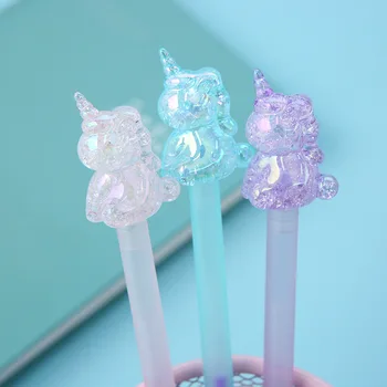 

1pcs Korea Crystal Pen Kawaii Unicorn Gel Pen Dazzling Laser Student Stationery Writing Color Refill 0.5mm Novelty Cute