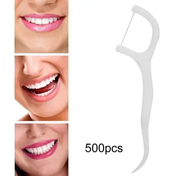 

500pcs Disposable Dental Floss Stick Teeth Stain Removal Floss Oral Care Tool Teeth Clean Toothpick Flosser Dental Tools Sets