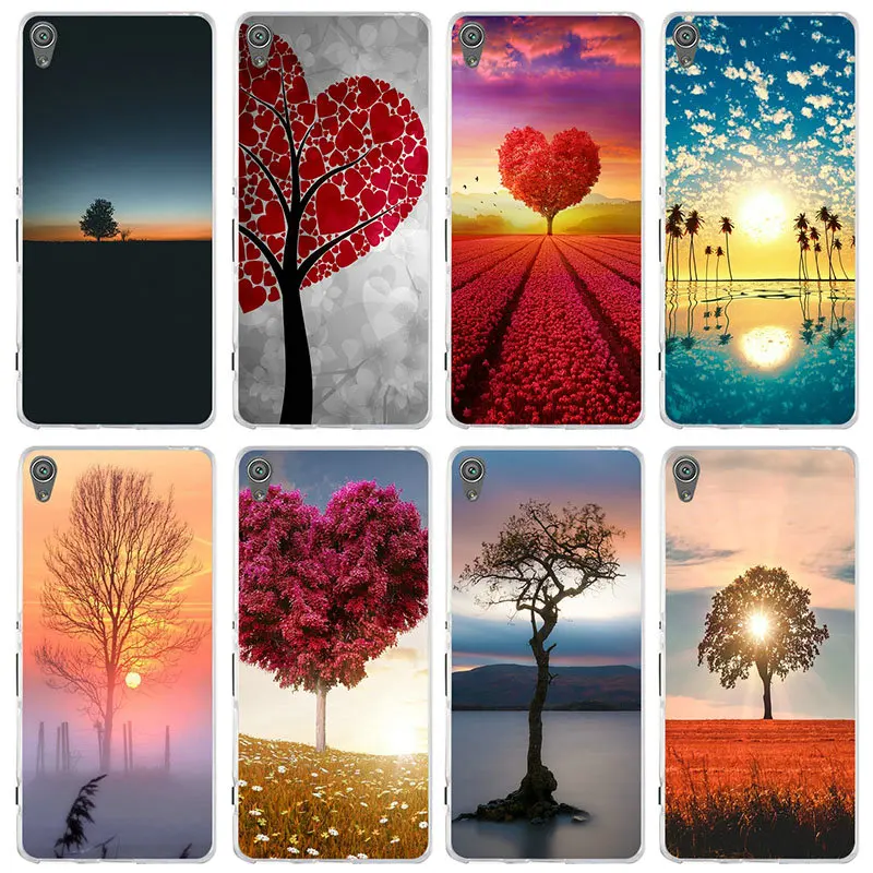 Soft TPU Phone Cases For Sony Xperia Z Z1 Z2 Z3 Z4 Z5 Compact Premium M2 M4 M5 E3 E5 T3 XA Clear Heart Tree Field Art | Мобильные