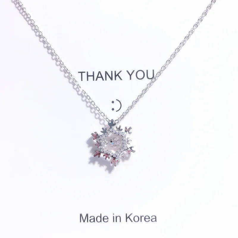 Южная Корея Dongdaemun большая Снежинка циркон ожерелье женское простое колье-ошейник ожерелье свитер цепь Кулон Мода