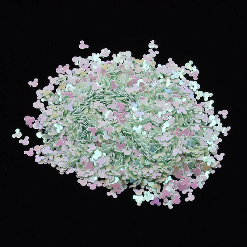 AB Mint green 20 г 11 мм конфетти в виде головы мультяшной мышки для ногтей Блестки для рукоделия дизайн ногтей декор пайетками блестки DIY Швейные аксессуары - Цвет: AB Mint green