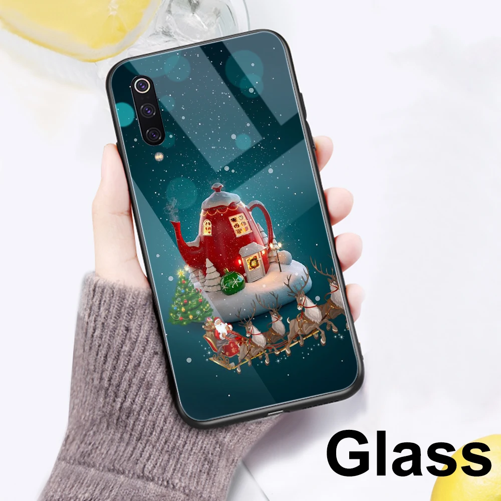7 Ciciber Счастливого Рождества для Xiaomi mi 9 9T 8 A2 6X mi X 2 2S PocoPhone F1 стеклянные Чехлы для телефона для Red mi Note 7 8 6 Pro Чехол Fundas - Цвет: 7
