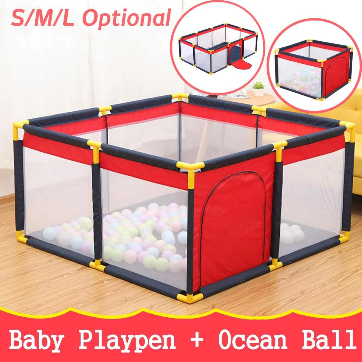 Parc de jeux Portable pour enfants | Clôture de sécurité pour bébé barrière de jeu pliante avec 100 pièces, balles d'océan, nouvelle collection