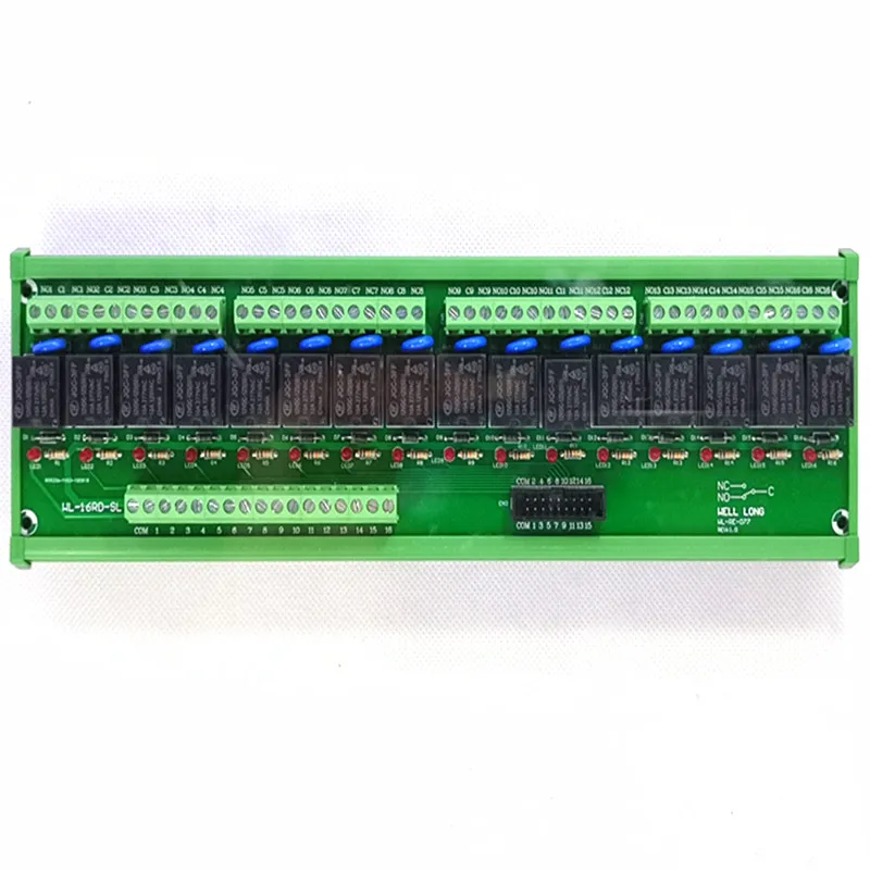 DIN рейку 16 канальный тип NPN 24V 15A Модуль интерфейса реле питания, реле HF JQC-3FF-24V-1ZS