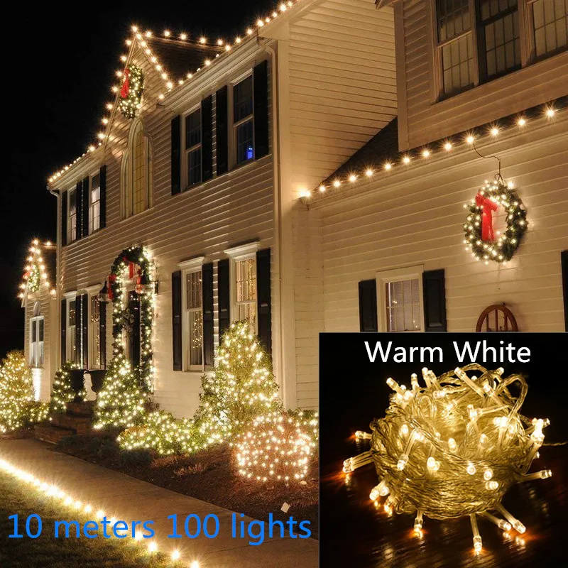 10x100 Warm White Рождественский светодиодный светильник 3 м X 3 м, гирлянда, занавеска, рождественские украшения для дома, натальный декор, kerst navidad, Новогоднее украшение - Цвет: 10x100 Warm White