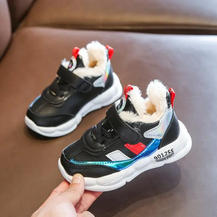 Winter Kids Shoes Ankle Boots Boys Fashion Boots Children Snow Boots Outdoor Girls Sneakers Warm Plush Boot - Цвет: picture color
