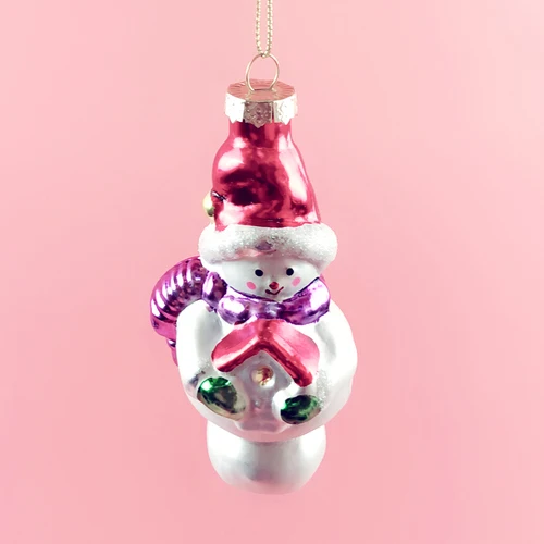 Christmas tree decorations glass creative ornaments small pieces of gifts export 3 inch multi-style snowman - Цвет: 2