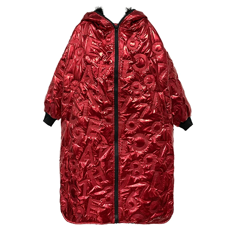 XITAO индивидуальное зимнее женское пальто с буквенным принтом, уличная парка, брендовая Свободная Женская одежда размера плюс, новинка, DMY1754 - Цвет: red    DMY1754
