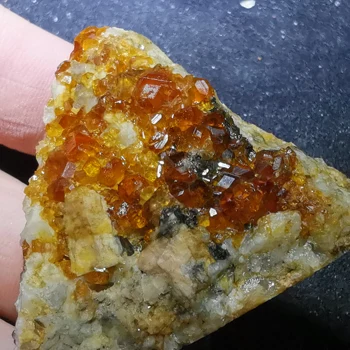 

36.1g.Rare natural garnet crystal hexagonal point feldspar mica brass multi mineral crystal symbiotic halo energy healing