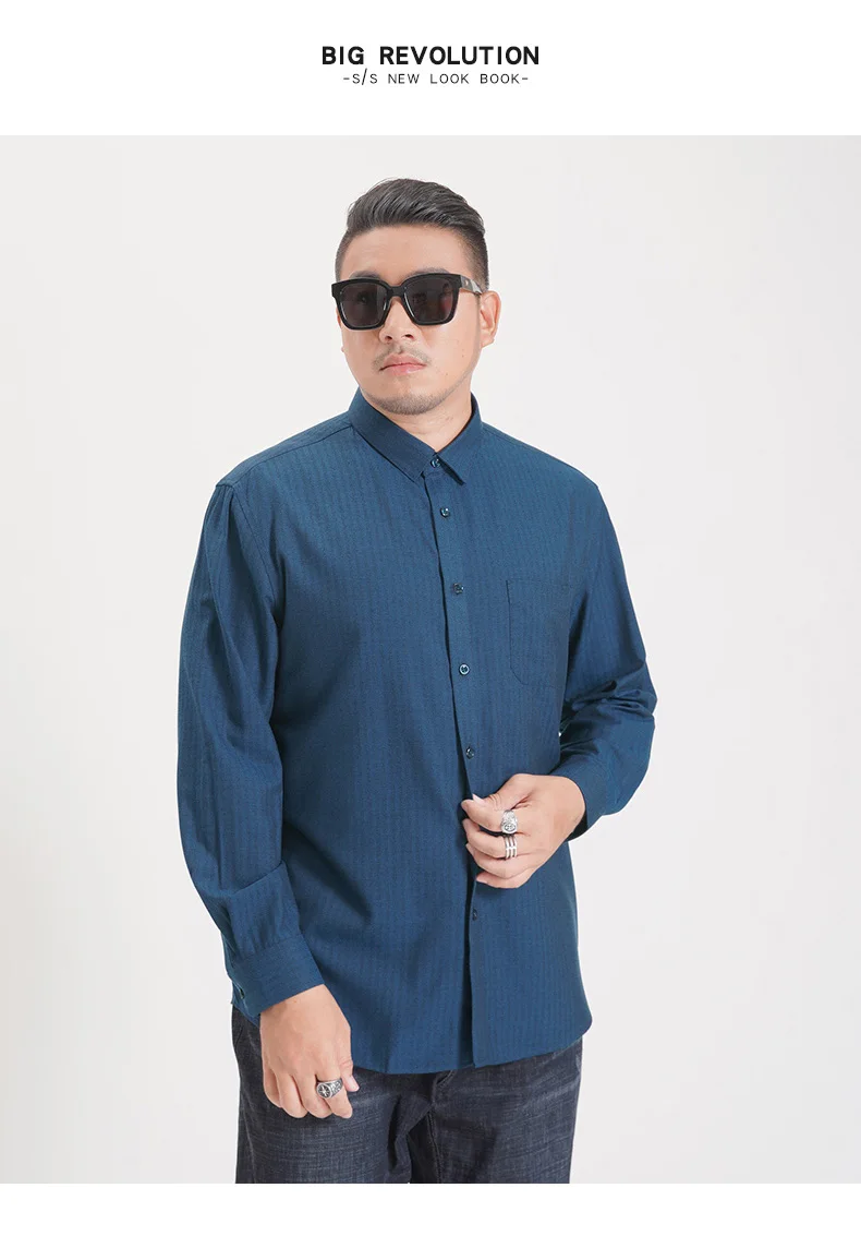 8XL 7XL 6XL 2019 Новая летняя мужская рубашка большого размера полосатая мешковатая Мужская рубашка с длинными рукавами и пуговицами Мужская