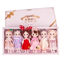 6pc Baby Bjd Dolls 13 Moveable Jointed Bjd Cute Baby Bjd Dolls Toys With Gift Box Princess Dress Girls Birthday Gifts Child Toys