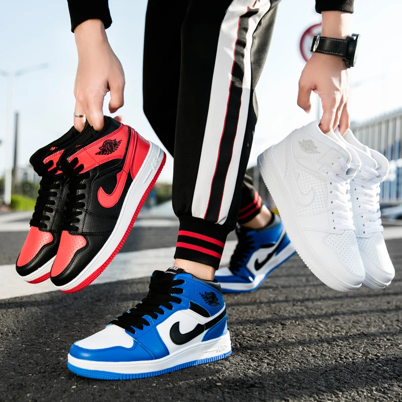 

Motorcycle boots Air Force No. 1 retro high to help men's basketball shoes OG fashion red and white breathable 2020 new 35-45