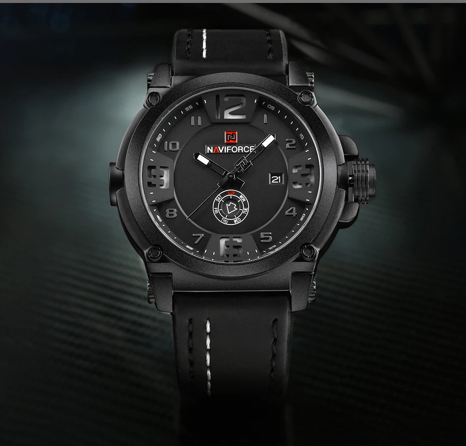 Новые модные мужские часы Naviforce Militray Спортивные кварцевые мужские часы кожаные водонепроницаемые мужские наручные часы Relogio Masculino