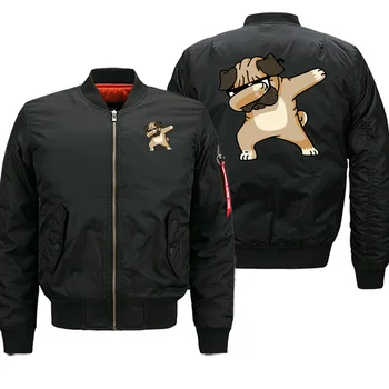 

Mens Zip Jacket Cartoon Animal Dog Military Style Male Sports Tops Pilot Bomber Mens Personalized Coat New Stylish Brand Costume