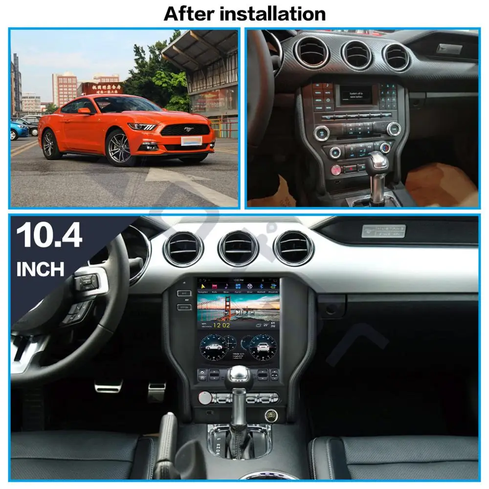 Discount Tesla style Android 9.0 car GPS navigation for Ford Mustang 2015-2019 Car Auto Radio Stereo Head Unit Recorder Vertical Screen 1