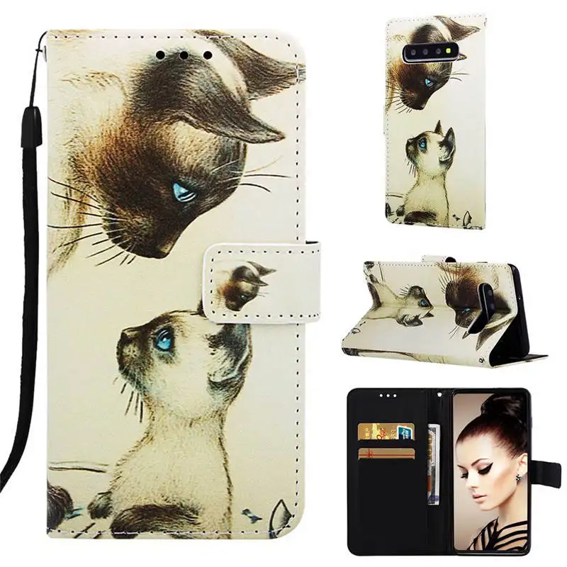 Cute Panda Patterned PU Leather Flip Wallet Case Cover on sfor Samsung S8 Plus S10 S10e S9 J4 J6 2018 Cards Holder Phone Coque   (22)