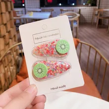 0571 Южная Корея стиль цвет Прохладный зыбучие пески заколки для девочек прозрачные фрукты BB клип детский летний головной убор