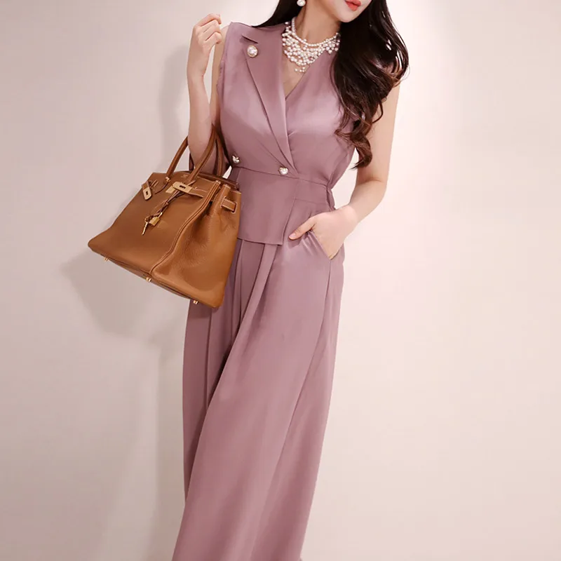 Summer Female Elegant Loose Jumpsuit Trousers Women Casual Long Wide Leg Pants Office Lady Overalls Summer Female Elegant Loose Jumpsuit Trousers Women Casual Long Wide Leg Pants Office Lady Overalls