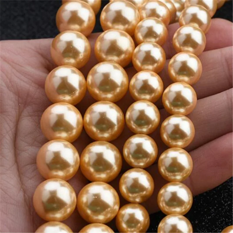 Vibrant Shell Pearl Beads - Red and Pink Round Collection for Jewelry Crafting (4-12mm, 15 Strand)