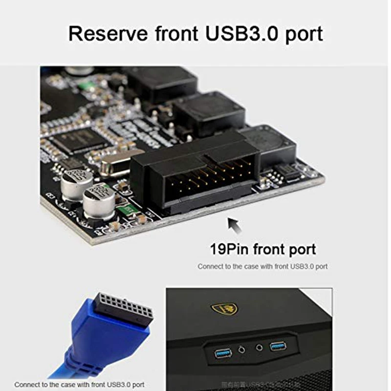 Pci-E To Dual Usb3.0 Ports Expansion Card Pci Express Adapter Nec D720201 Main Control Chip for Desktop Pc with 19 Pin