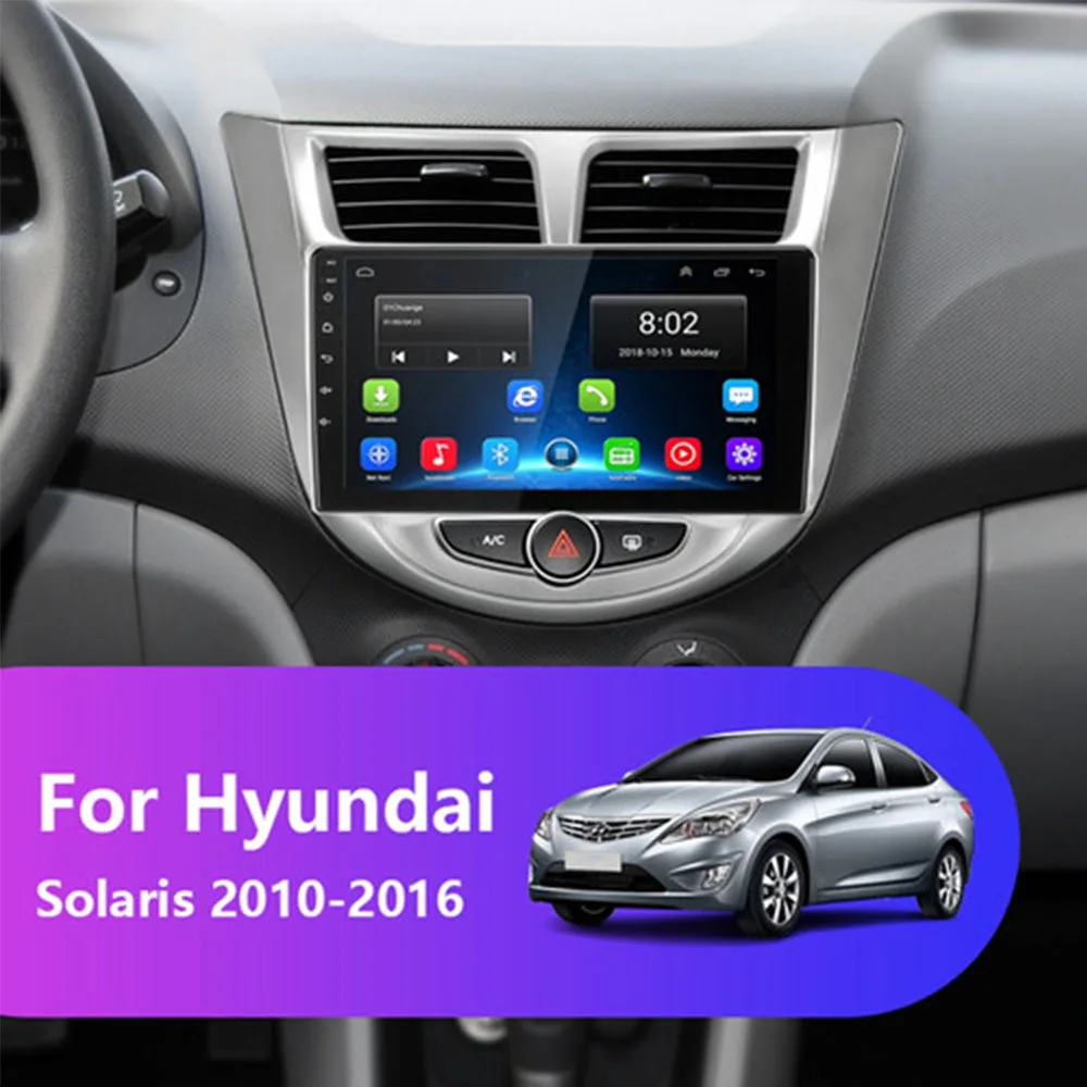 1G+ 16G Android 9,1 автомобильный Радио Мультимедиа Видео плеер для hyundai Solaris 2010- навигация gps
