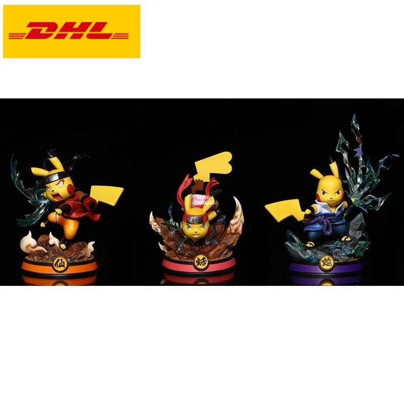 

7" NARUTO Pikachu Statue Uchiha Sasuke Bust Haruno Sakura Full-Length Portrait Uzumaki Naruto GK Action Figure Toy BOX 17CM V650