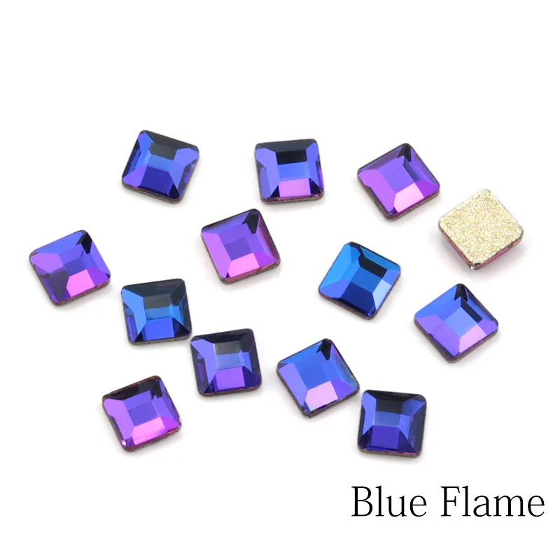 Blue flame 20 шт красочные квадратные 4 мм 3D Стразы для дизайна ногтей для DIY стеклянные маникюрные камешки для дизайна ногтей украшения - Цвет: Blue flame