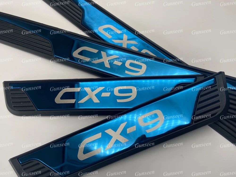 Car Door Sill Accessories For CX9 2021 2020  Scuff Plate Protector Cover Auto Threshold Stainless Steel Styling Trim Stickers