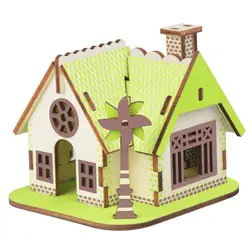 Зеленый дом DIY 3D деревянные головоломки деревянные ремесла набор для сборки резка деревянные игрушки для Рождественский подарок 3187