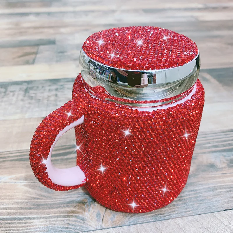 Travelwant 420ml Sequin Travel Coffee Mug Tumblers with Lids