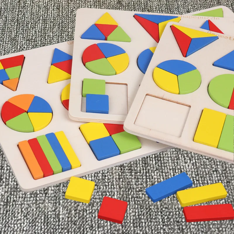 Монтессори раннее образование Форма соответствия Когнитивная игрушечная деревянная головоломка обучающая помощь детям для хватания геометрические головоломки игрушка