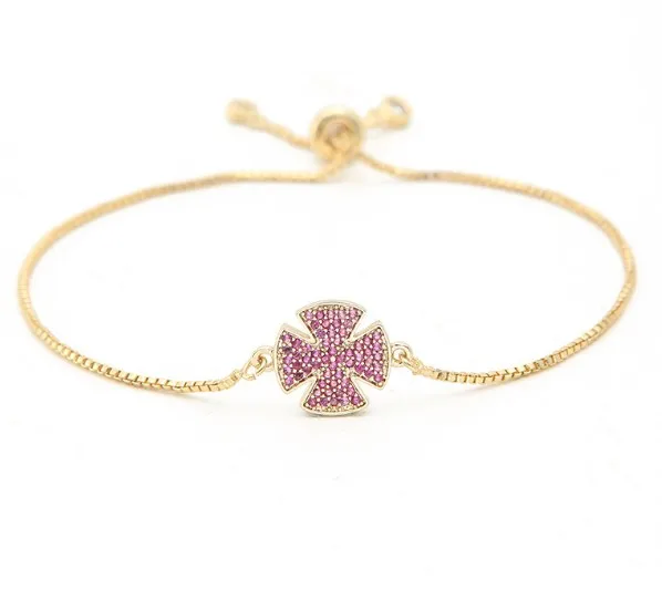 gold silver Chain bracelet micro pave cz rope Cubic Zirconia adjusted Macrame efe1 clover Bangle Jewelry Women | Украшения и