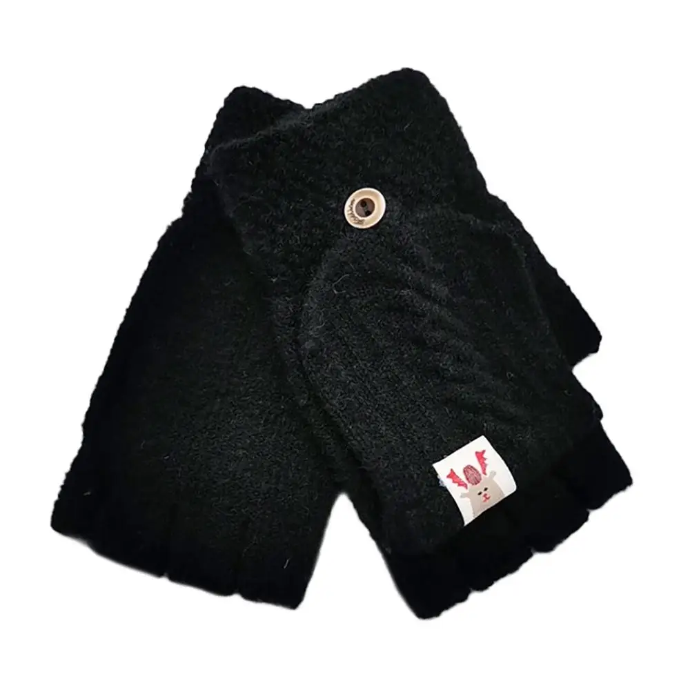 Модные детские перчатки, Детские Зимние теплые вязаные перчатки без пальцев