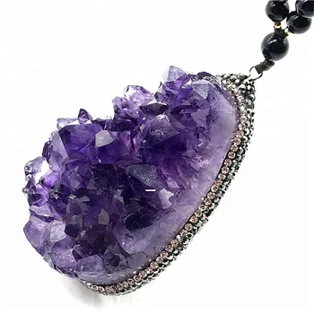

Wholesale Natural Quartz Raw Amethyst Crystal Cluster Pendant for Lucky Jewelry