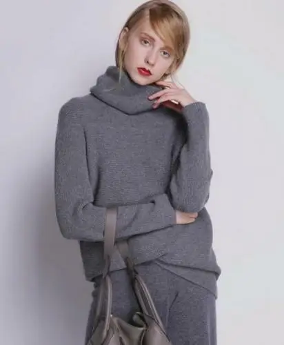 Womens High Loose Tops Neck Winter Cashmere