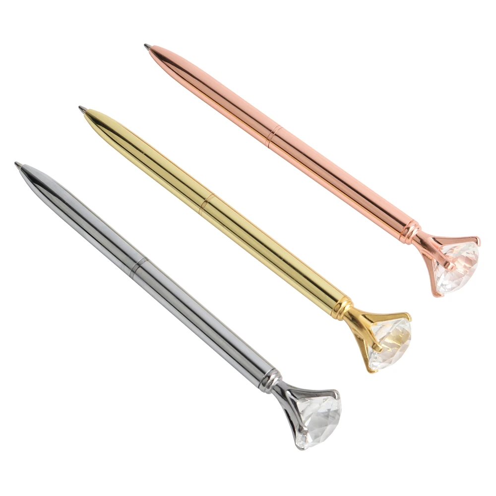 Stylos à bille en métal avec gros diamant et cristal, stylos magiques Kawaii, fournitures scolaires et de bureau, maux de tous les jours, mode, ensemble de 2 + 20 pièces