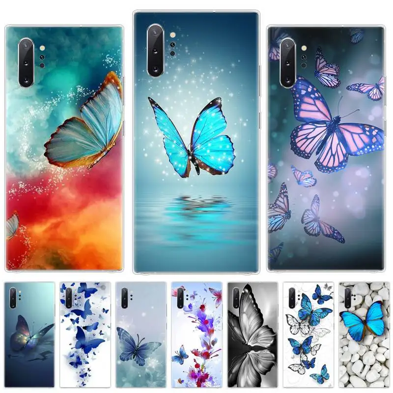 Blue butterfly beautiful Luxury Unique Phone Cover For Samsung galaxy J3 J5 J6 J7 2017 2016 2018 Prime Pro Note 8 9 10 Plus | Мобильные