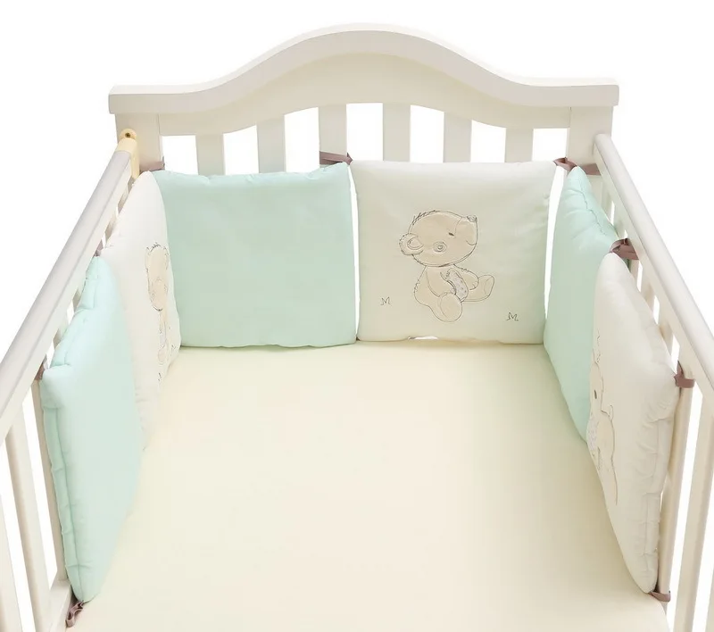 Новорожденных кроватки бампер детская кроватка Детские подушки бамперы защитная накладка съемное украшение в детскую комнату 6 шт./компл. 30*30 см YME001