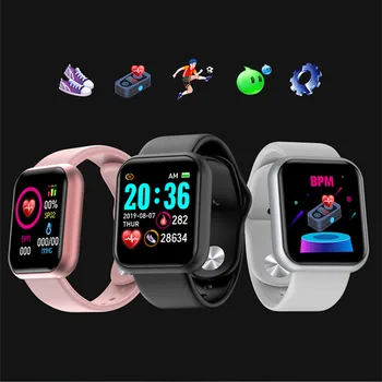 

Gutsyman Y68 Waterproof Digital Smart Watch Women Smartwatch Wristbands Digital Clock Monitor HR/BP Rate Electronic Pedometer