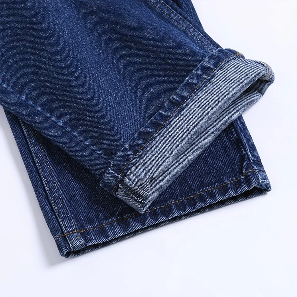 High Waist 100% Cotton Mens Classic Jeans Baggy Brand Male Straight Denim Pants Spring Winter Thick men jeans mens jeans jeans trousers denim trousers