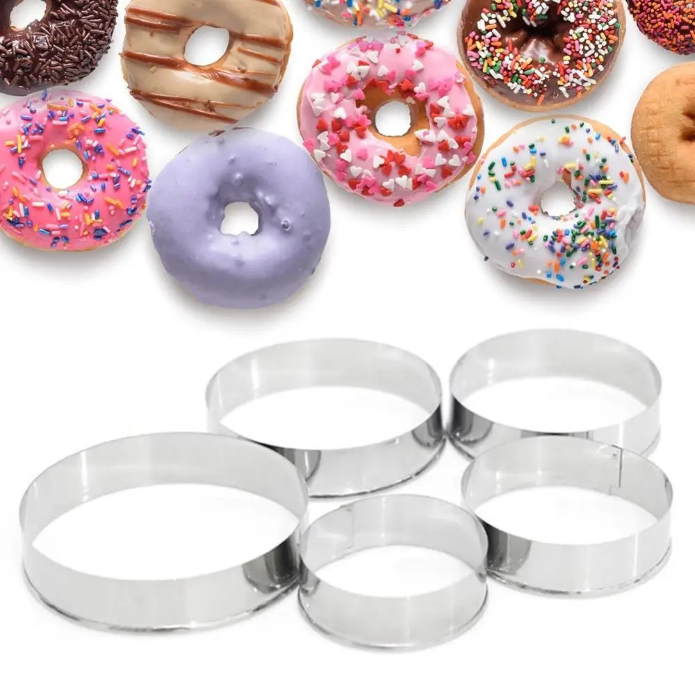 5 Set Round Circle Stainless Steel Cookie Cutter Biscuit DIY Baking Pastry Mould