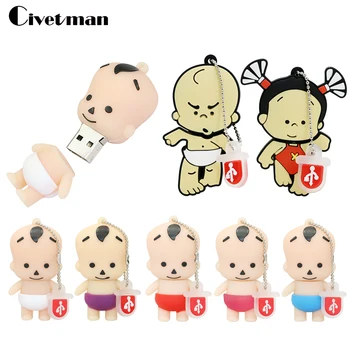 

Mini Pen-drive Baby Gift USB Stick 16GB 32GB 64GB 128GB Keychain Cartoon Infant Pobaby USB Flash Drive 256G Pendrive Memory Disk