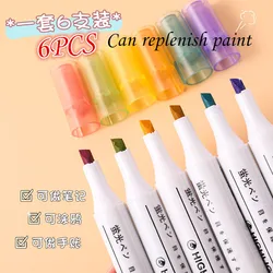 Rotuladores de colores Pastel, papelería coreana, resaltador de protección ocular, marcadores de grafiti de colores, bolígrafos para suministros escolares, venta al por mayor