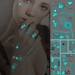 Luminous Tattoos Panda Butterfly Paper Crane Musical Note Waterproof Temporary Tattoo Sticker Women Men Blue Glow Body Art Tatto