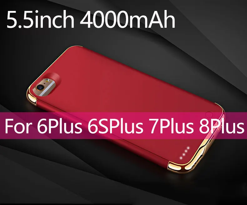 3500 мА/ч, внешняя батарея для телефона чехол для iPhone 6 6s 7 8 4000 мА/ч, внешняя батарея для телефона зарядный Чехол для 6 6s Plus, 7 Plus, 8Plus - Цвет: 5.5 Red