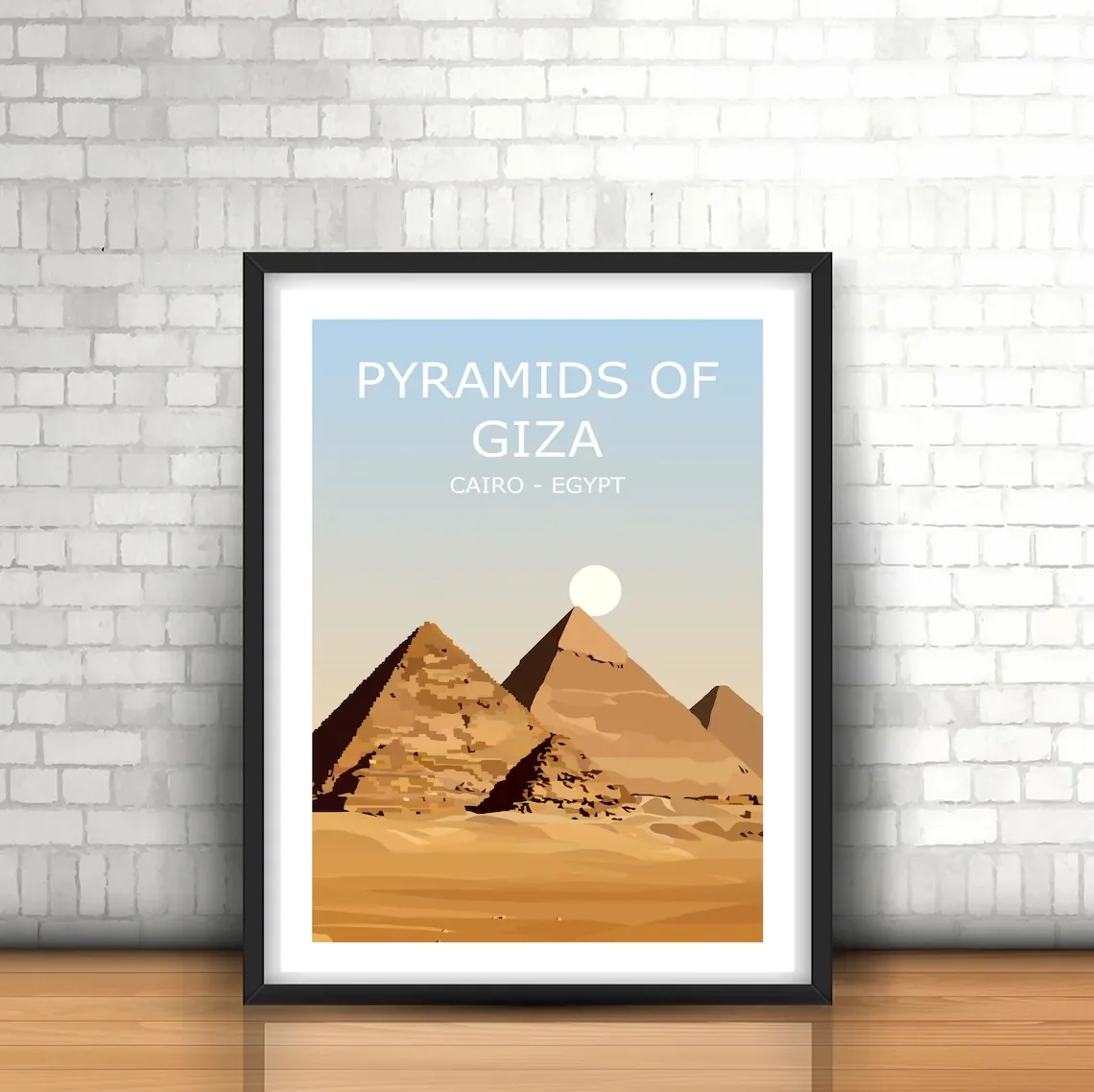 Pyramids Of Giza Art Print Landscape Travel Poster Adventure Gift Seven Wonders The Ancient World Cairo Egypt | Дом и сад